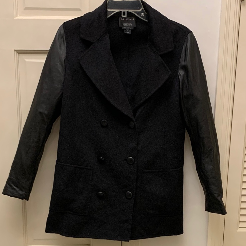 NORDSTROM exclusive ST. JOHN black coat.